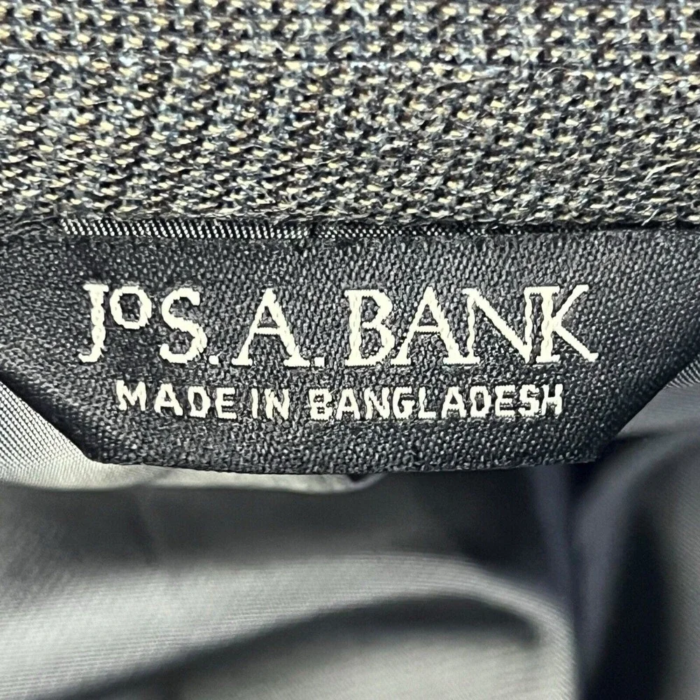 Jos. A. Bank Blazer Mens 43 Reg Grey Silk Wool Glen Plaid Executive 2-Button New